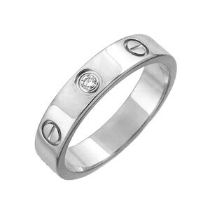 Cartier Love Ring Diamond White Gold Wedding Band Sz 52